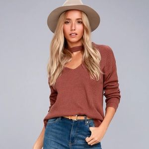 Lost + Wander Mauve knit cutout sweater, size M/L
